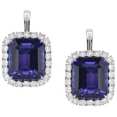 Laviere GIA Certified 56.08 Carat Tanzanite and Diamond Earrings
