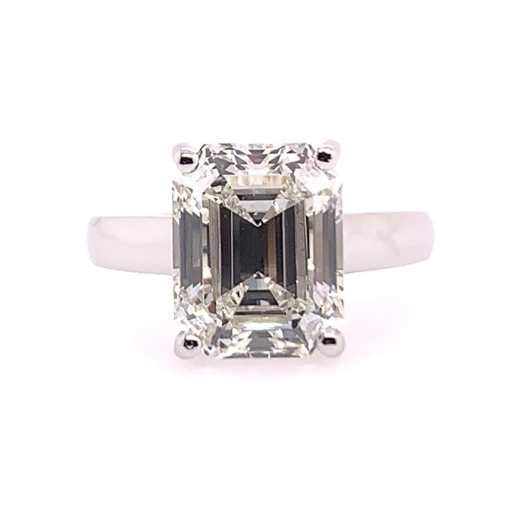 GIA Certified 5.61 Carat Natural Emerald Cut Diamond I VS1 None Engagement Ring.

Clean 14k White Gold Ring size 7.5, weighs 6.9 grams.