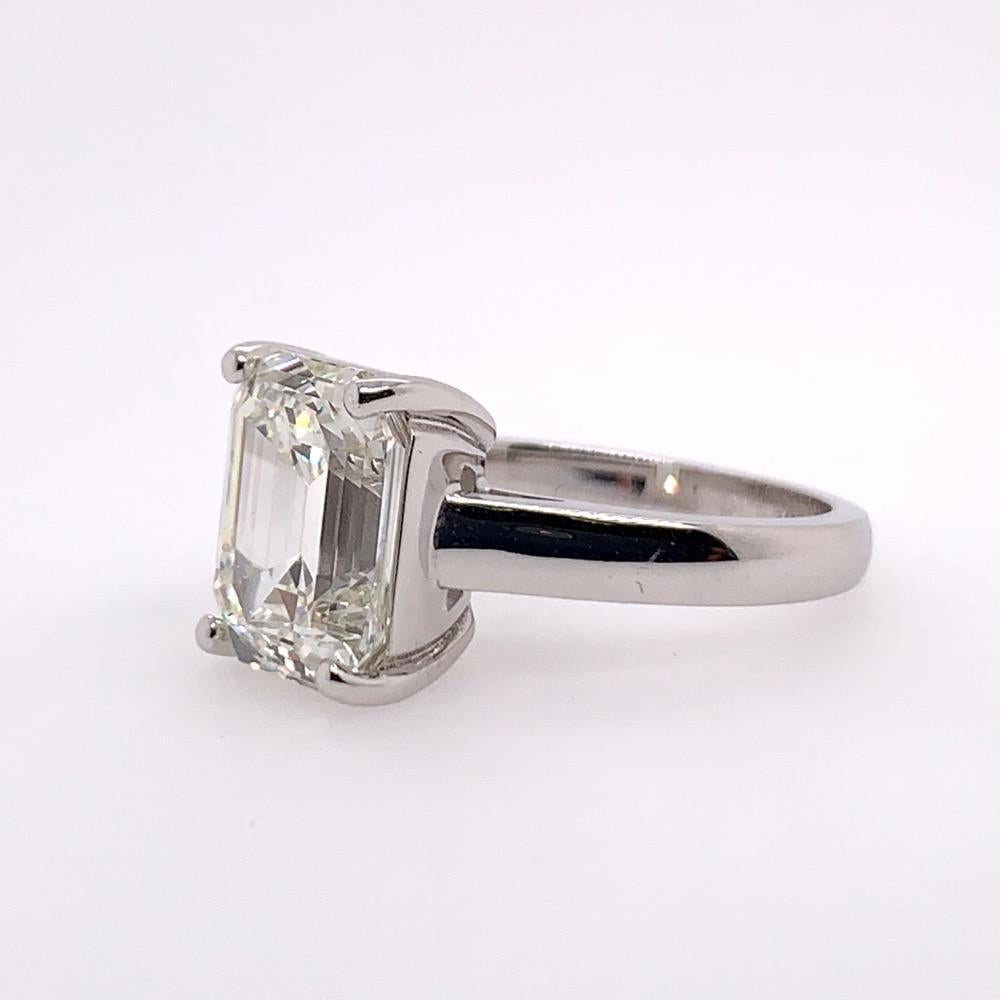Modern GIA Certified 5.60 Carat Natural Emerald Cut Diamond I VS1 None Engagement Ring