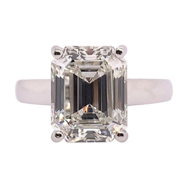 GIA Certified 5.60 Carat Natural Emerald Cut Diamond I VS1 None Engagement Ring