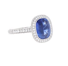 GIA Certified 5.61 Carat Sri Lanka No Heat Blue Sapphire Engagement Ring