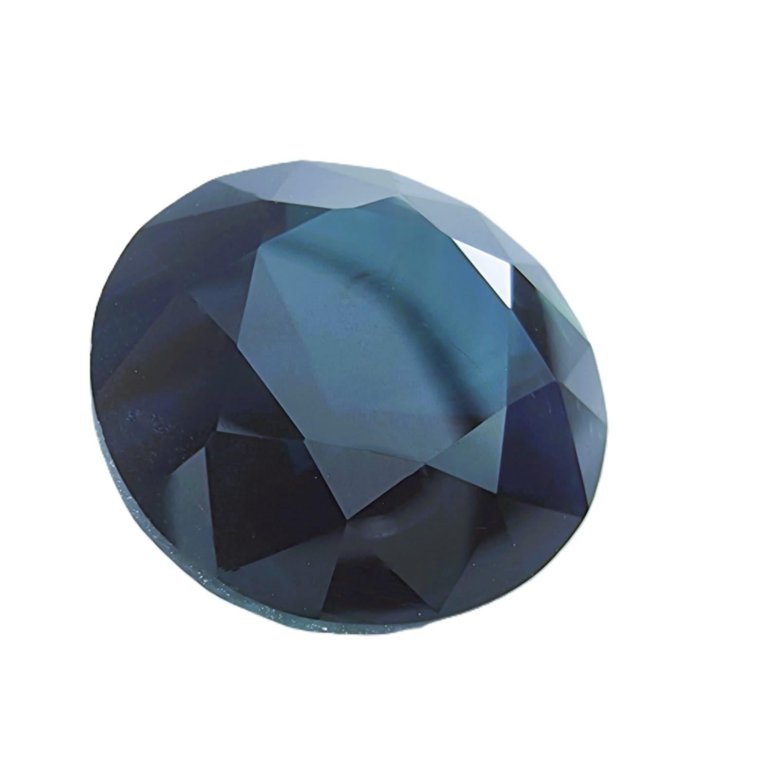 Artisan GIA Certified 5.61ct Round Natural Ink Blue Sapphire Gemstone  For Sale
