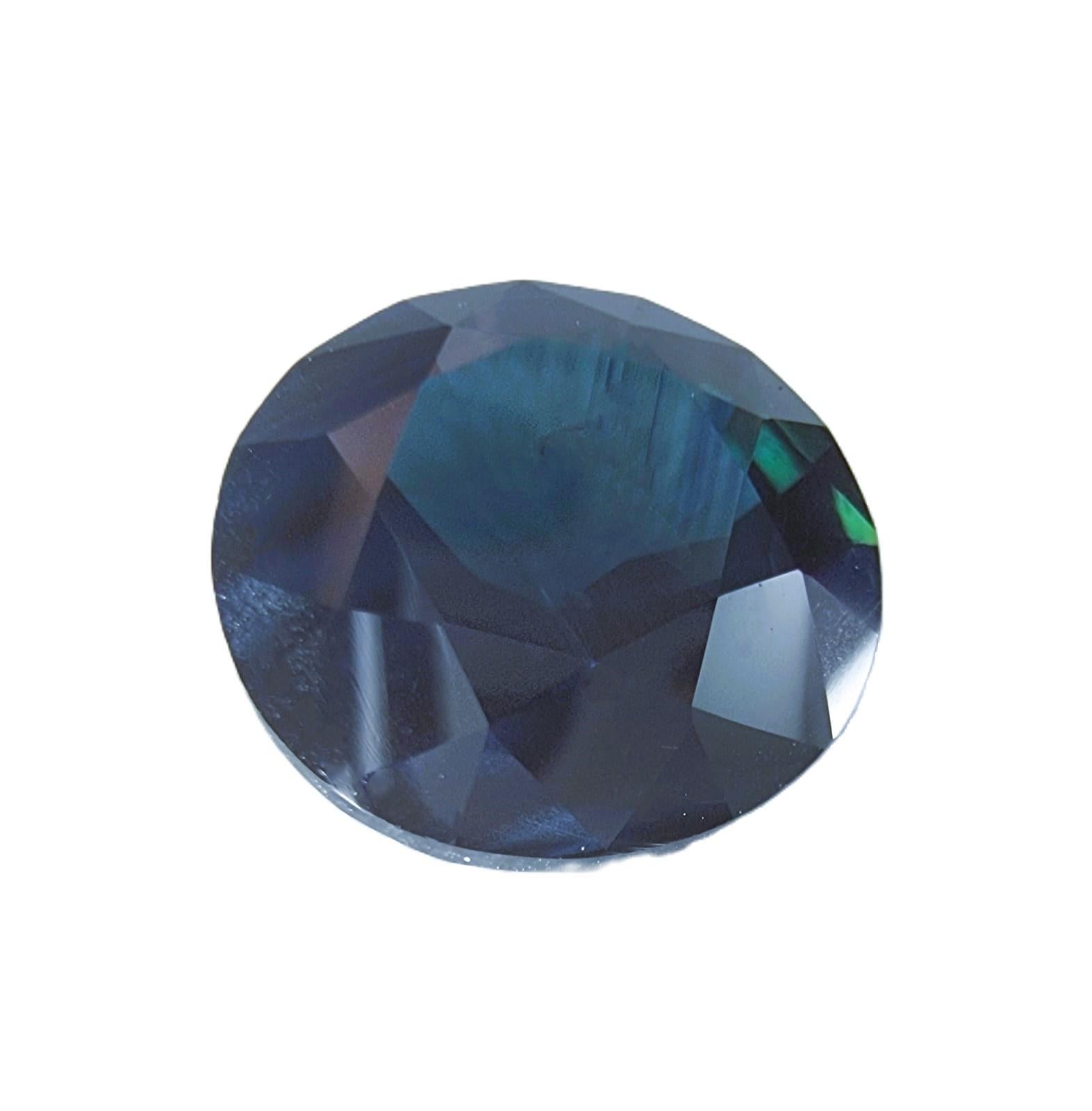 NO RESERVE GIA Certified 5.61ct Round NATURAL Ink BLUE SAPPPHIRE Gemstone  In New Condition For Sale In Sheridan, WY