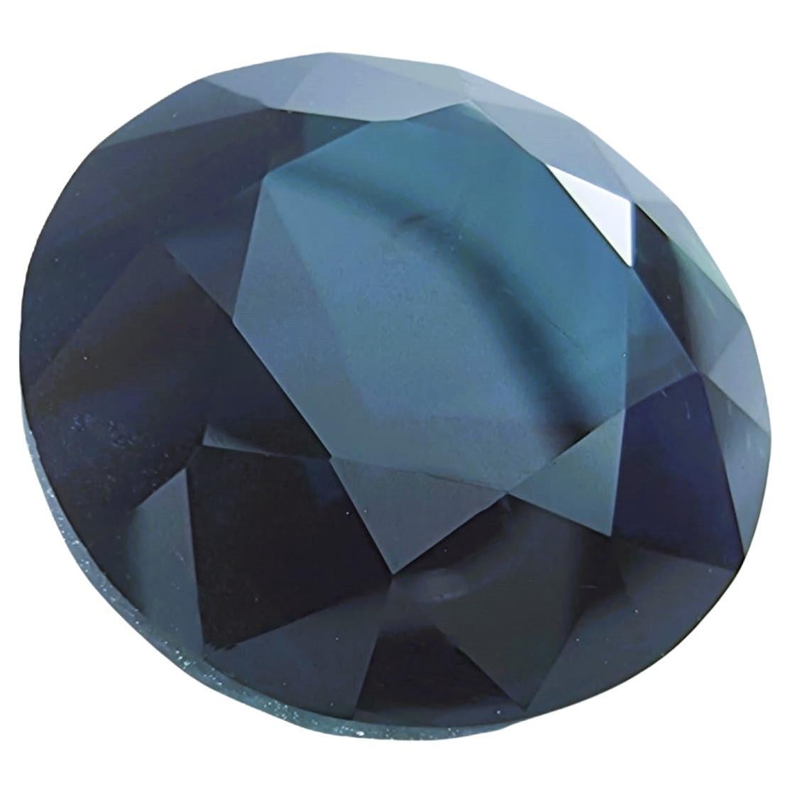 GIA Certified 5.61ct Round Natural Ink Blue Sapphire Gemstone  For Sale