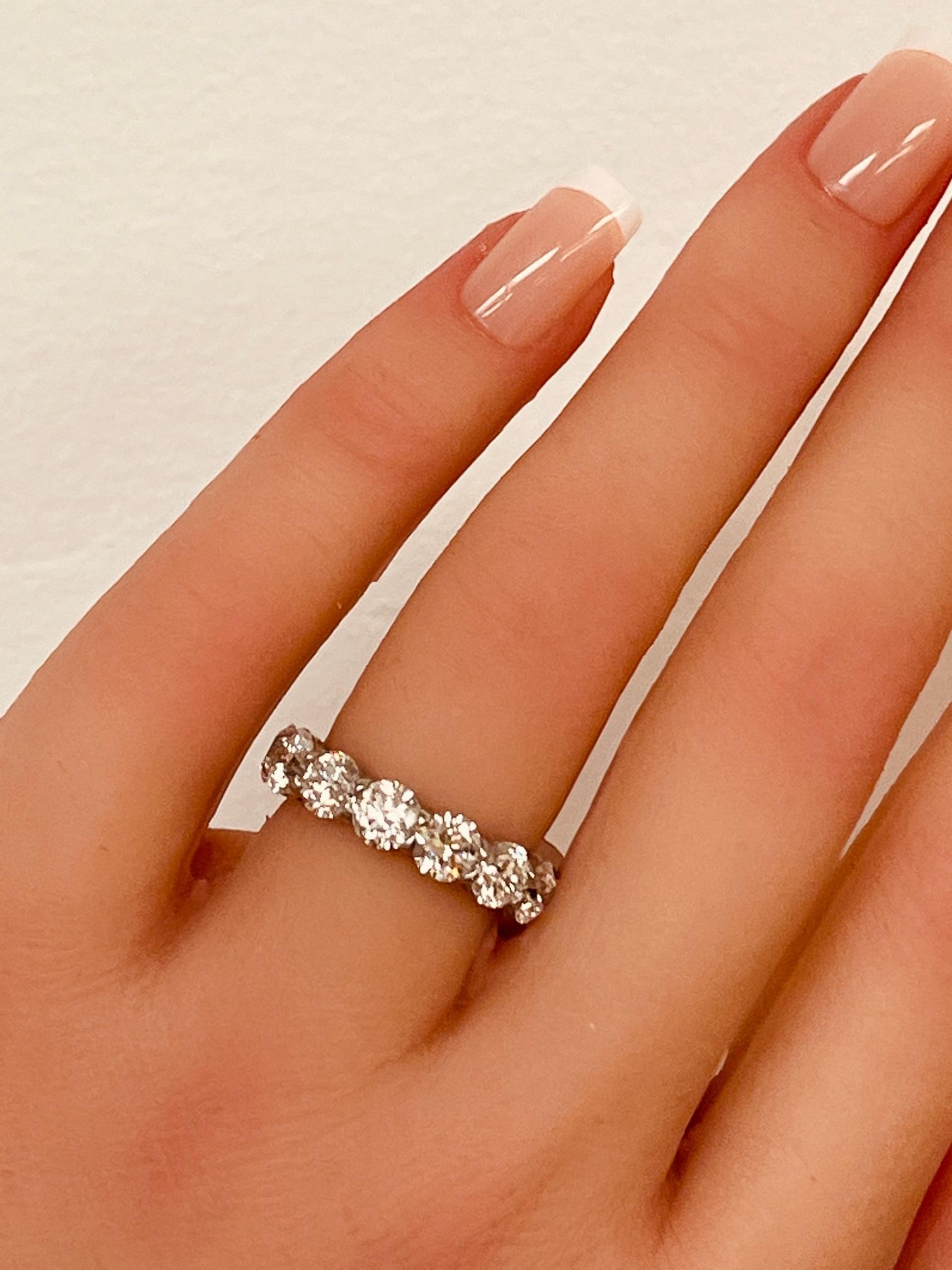 Women's GIA Certified 5.62 Ctw. Round Brilliant Diamond Eternity Band in Platinum For Sale