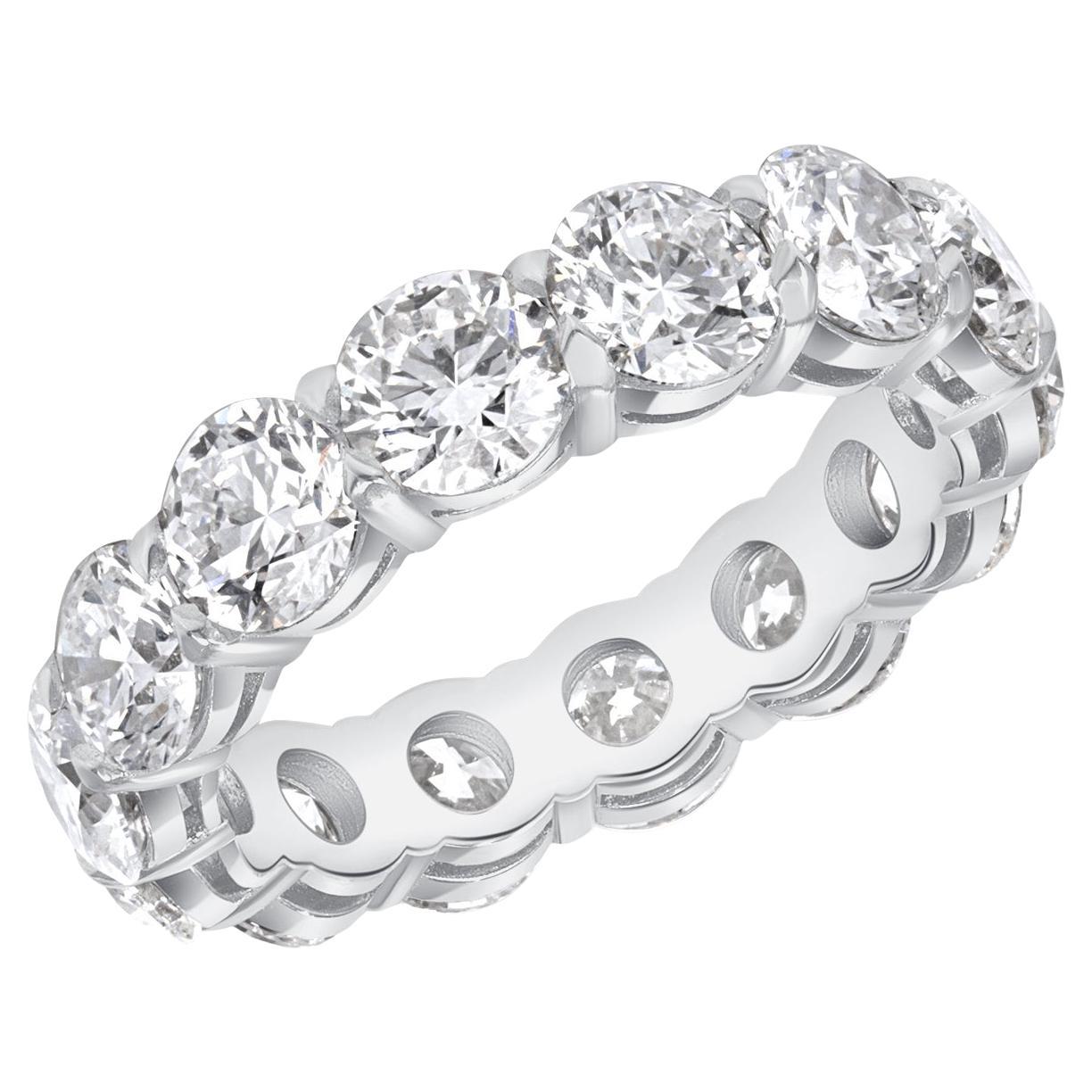 GIA Certified 5.62 Ctw. Round Brilliant Diamond Eternity Band in Platinum For Sale