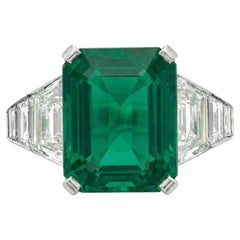 GIA Certified 5.63 Carat VIVID GREEN Emerald Diamond Ring