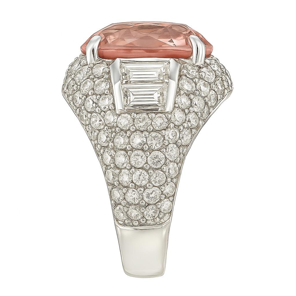 Moderne Bague certifiée GIA de 5,64 carats de saphir Padparadscha non chauffé et de diamant en vente