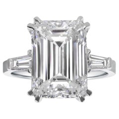 GIA Certified 5.65 Carat Emerald Cut Diamond Engagement Ring 