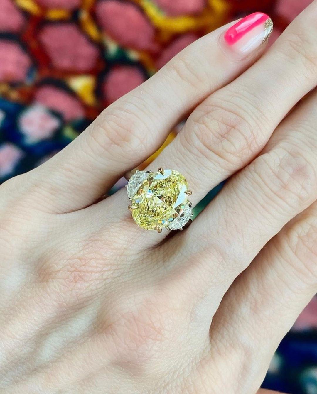 yellow oval diamond ring