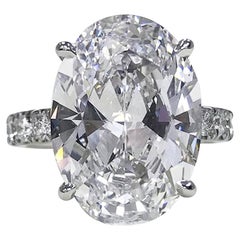 GIA Certified 5 Carat Oval Cut Diamond Solitaire Ring 13.21 mm long