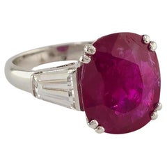 Anillo de tres piedras de Birmania de 5,65 ct SIN CALOR certificado por GIA