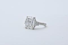 GIA Certified 5.65CTW Emerald Cut Diamond Engagement Ring Platinum