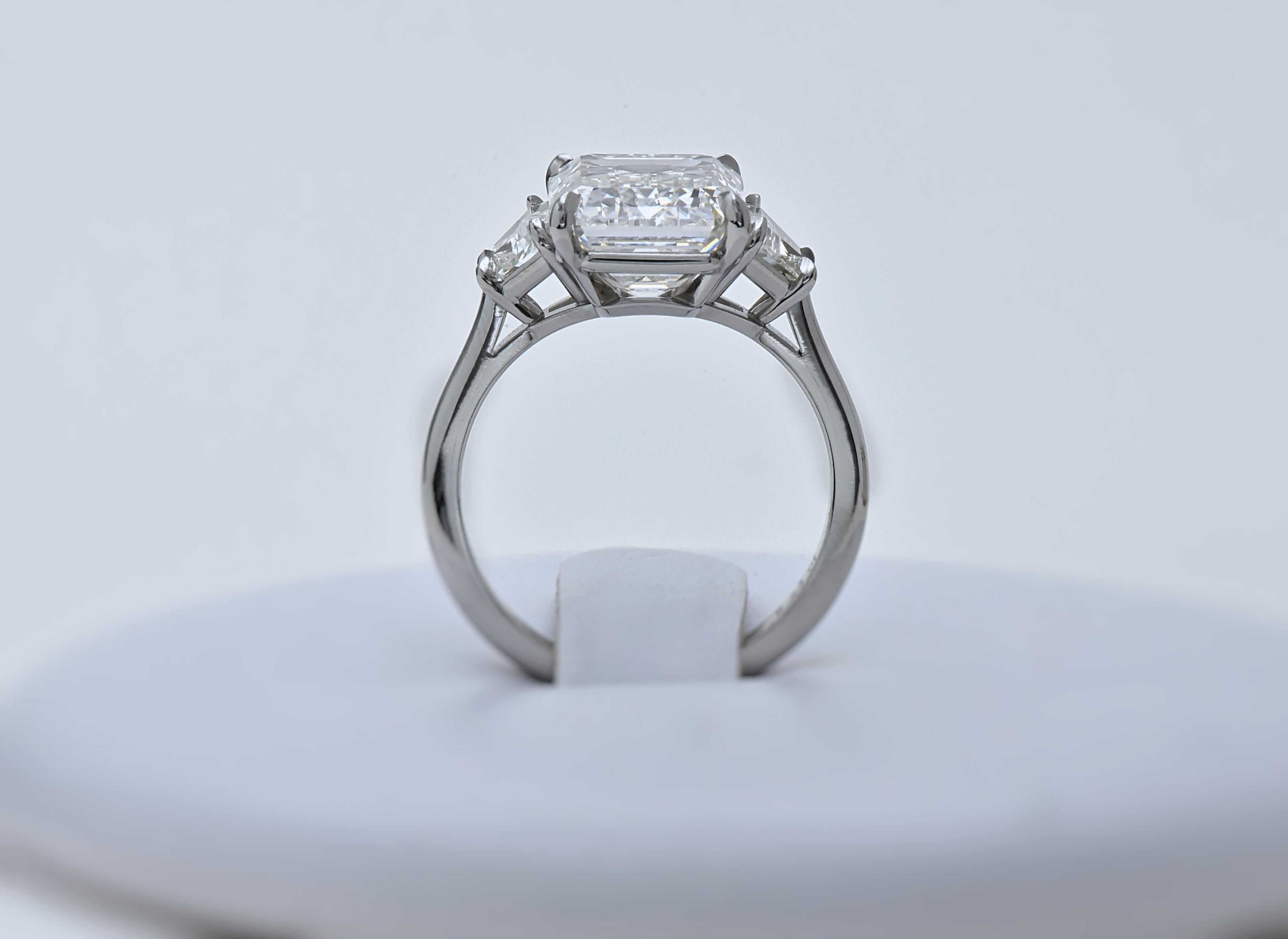 GIA Certified 5.65CTW Emerald Cut Diamond Engagement Ring Platinum 1