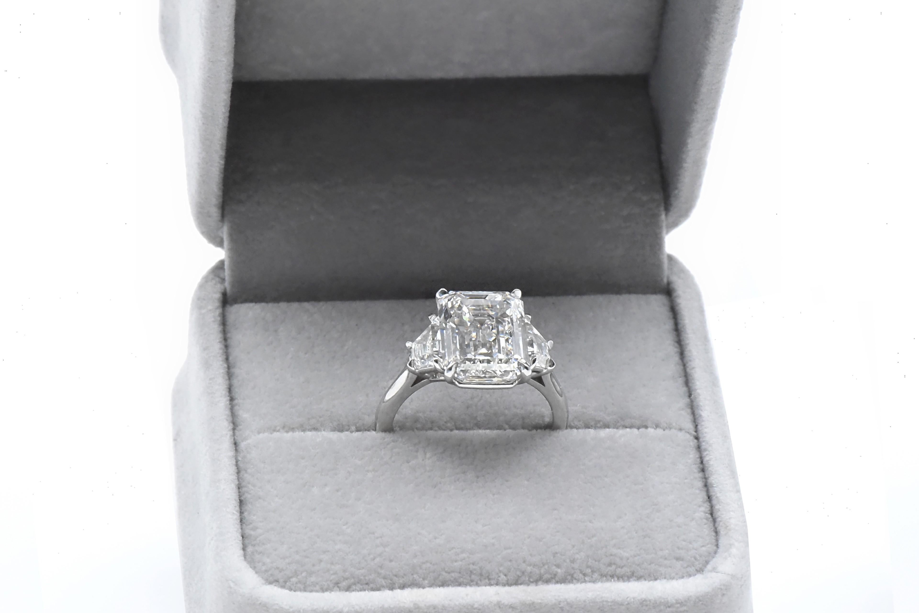 GIA Certified 5.65CTW Emerald Cut Diamond Engagement Ring Platinum 2