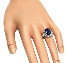 GIA Certified 5.66ct Sapphire 1.01ct Diamond Platinum Engagement Ring
