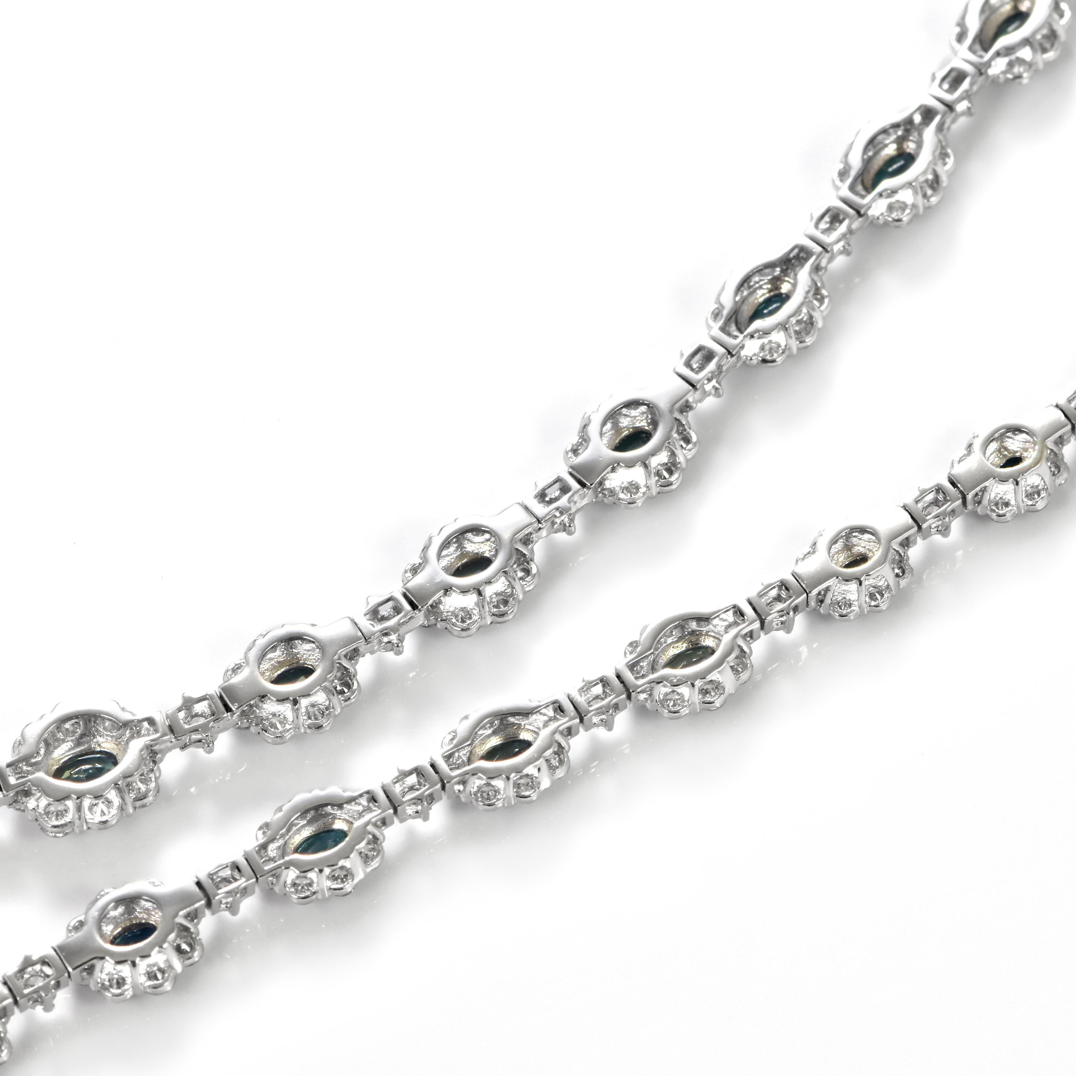 Modern GIA Certified 5.67 Carat Brazil Alexandrite & Diamond Necklace Made in Platinum For Sale