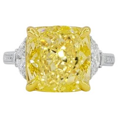 GIA Certified 5.67 Ct. Yellow Diamond Engagement Platinum Ring