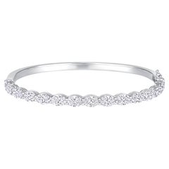 GIA Certified 5.68 Ctw. Oval Brilliant Diamond Bangle in 14K White Gold