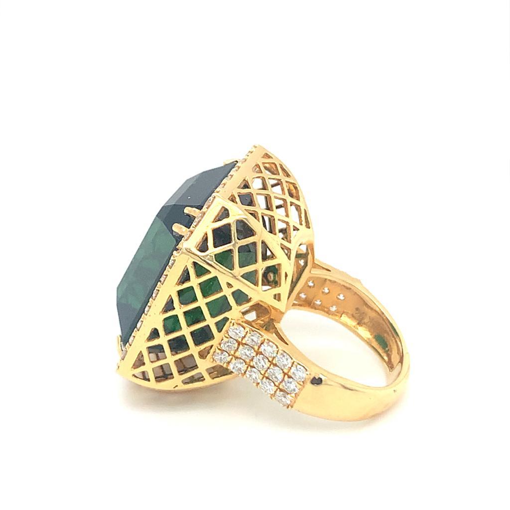 GIA Certified 56.86 Carat Green Turmaline Diamond Ring For Sale 1