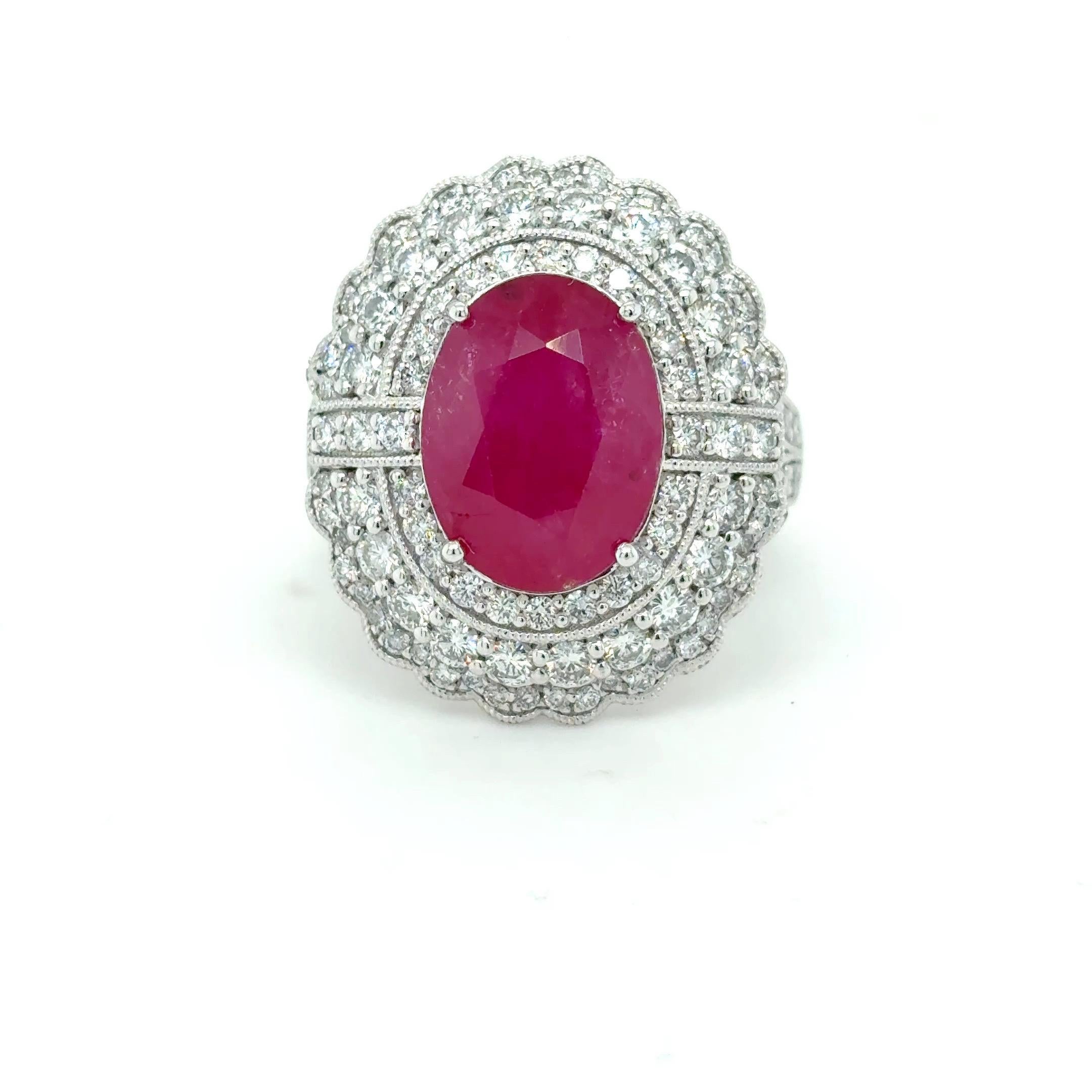 Anello di fidanzamento con diamante di rubino birmano certificato GIA da 5,69 carati in vendita 7