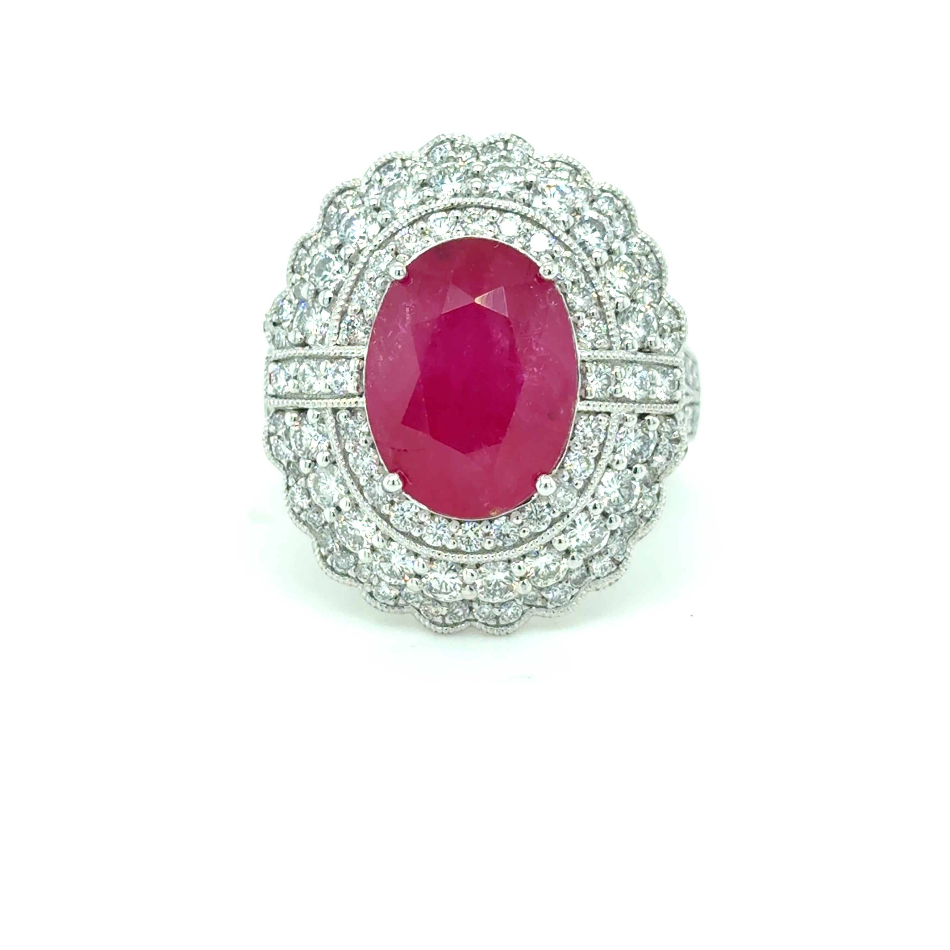 Anello di fidanzamento con diamante di rubino birmano certificato GIA da 5,69 carati in vendita 3