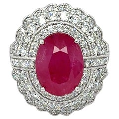GIA zertifizierter 5,69 Karat burmesischer Rubin-Diamanten-Verlobungsring
