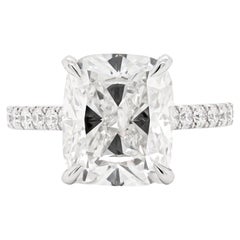 GIA Certified 5.69 Carat Cushion Cut Soltaire Ring