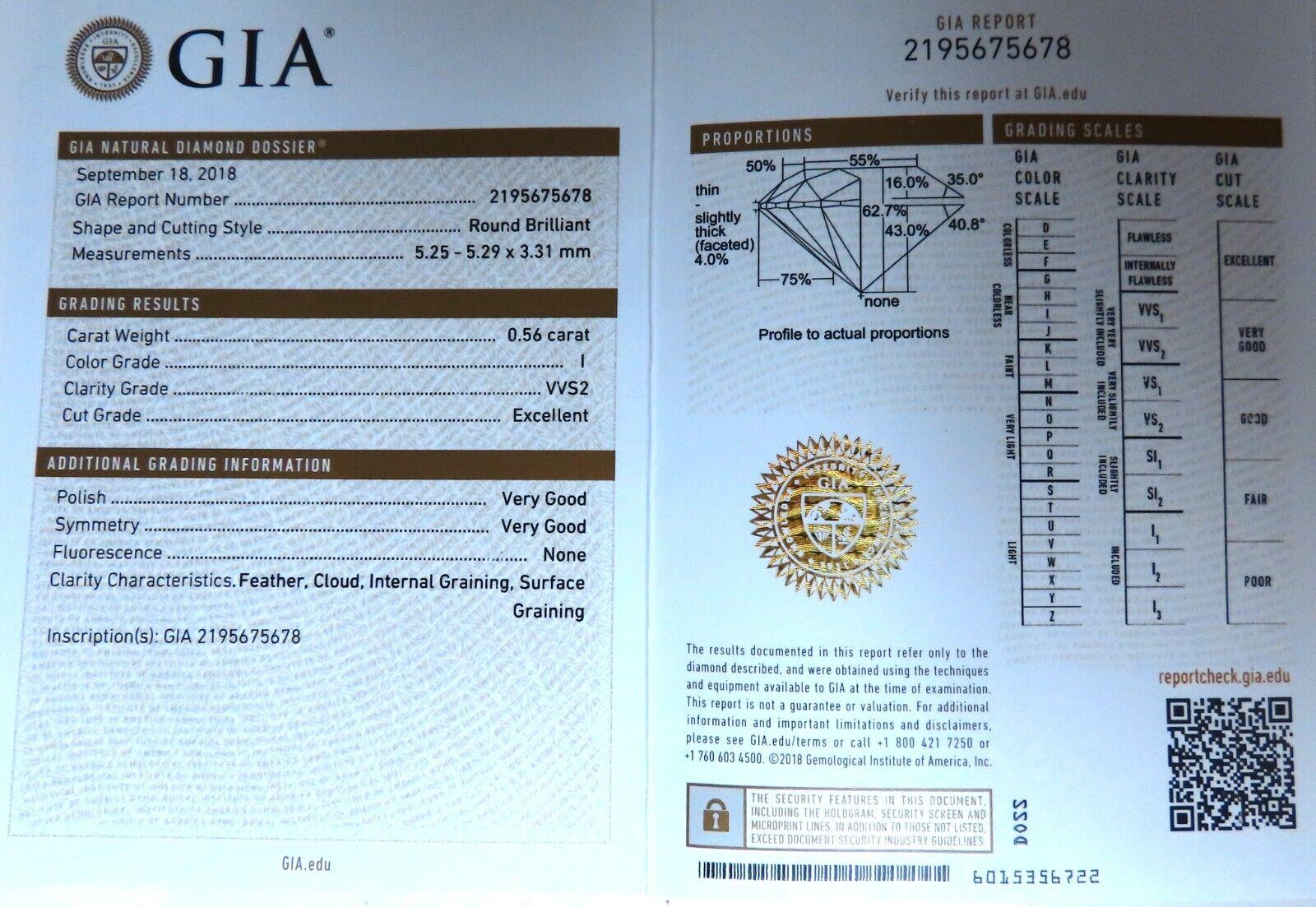 GIA Certified .56 Carat Natural Diamond Ring Mens Deco Prime 14 Karat 2