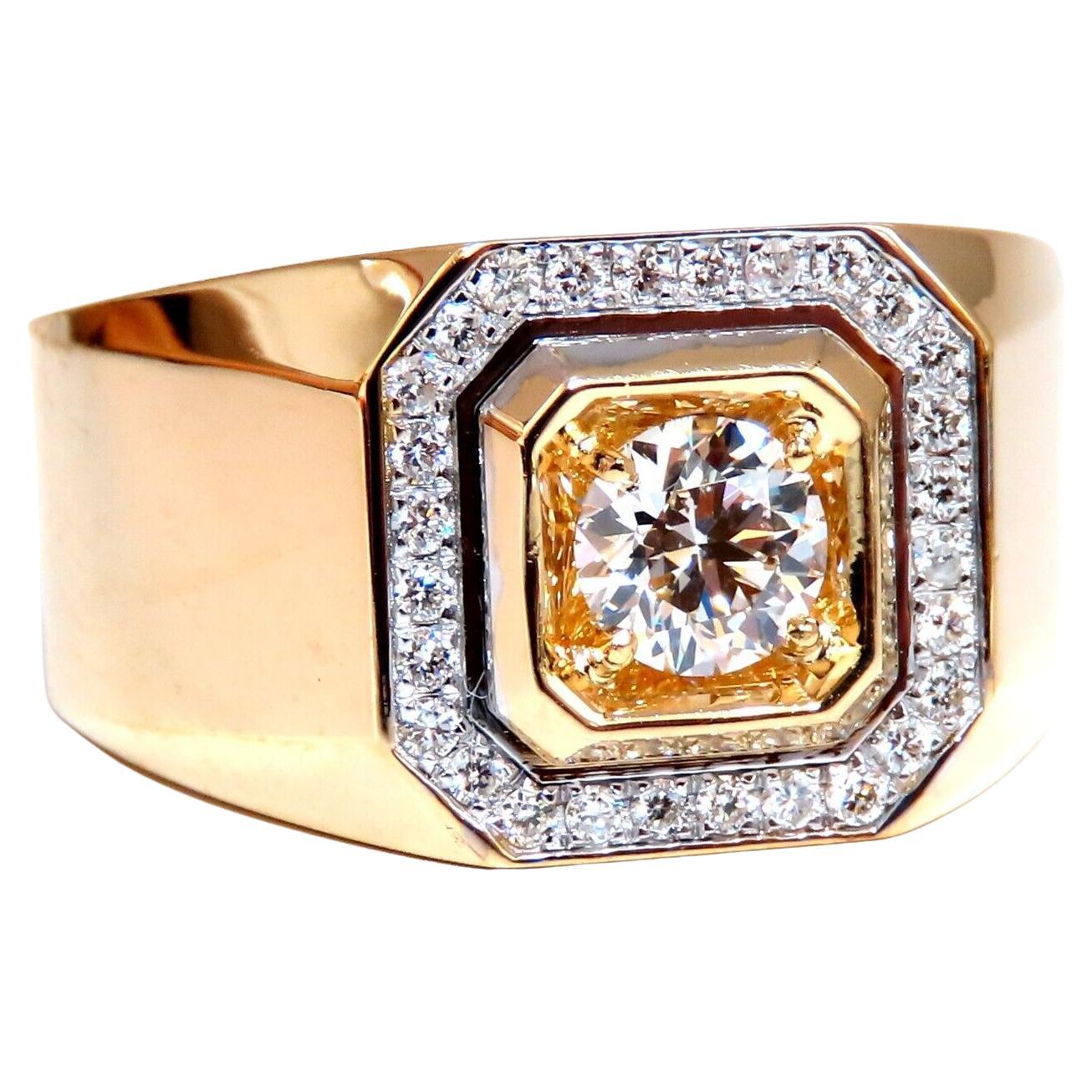 GIA Certified .56 Carat Natural Diamond Ring Mens Deco Prime 14 Karat