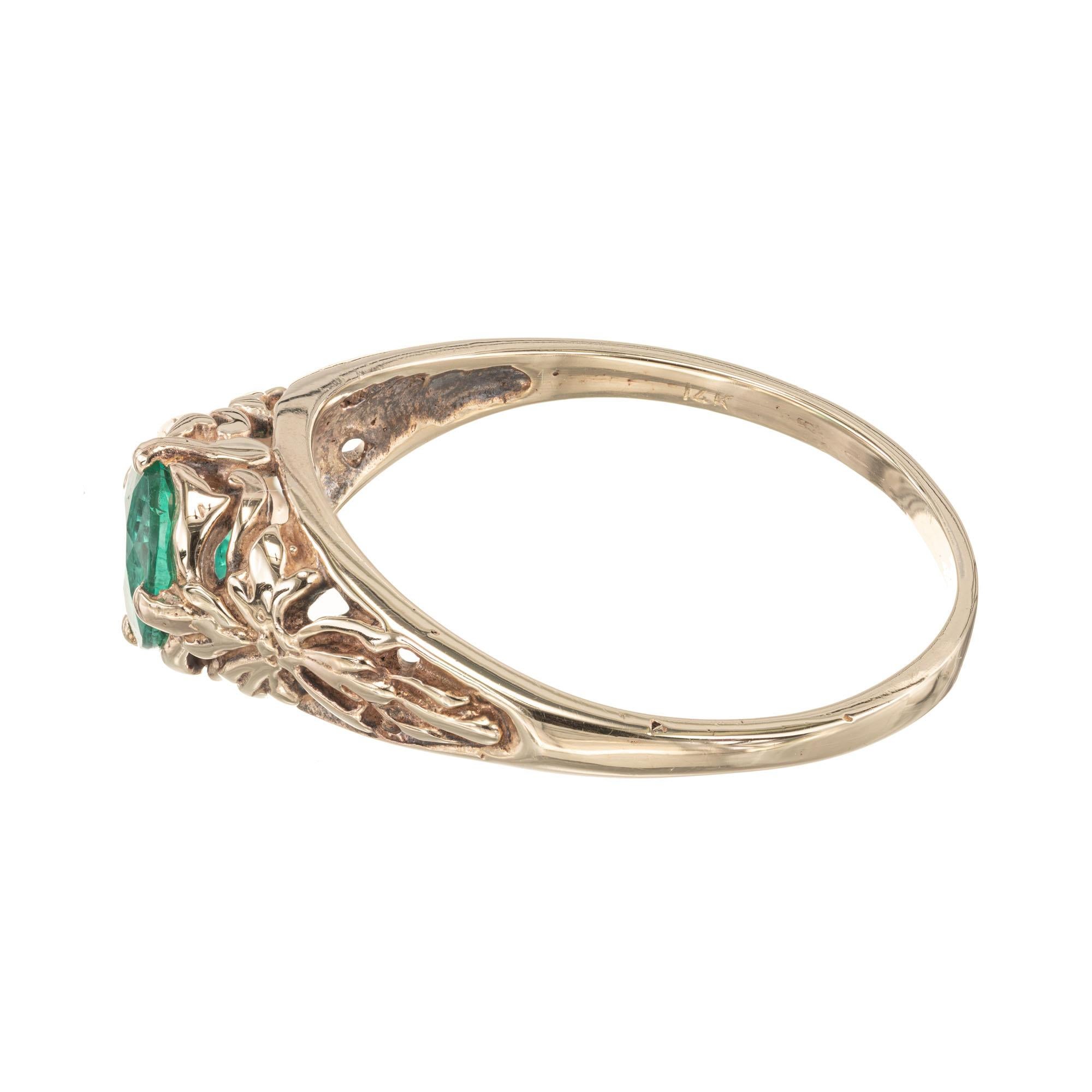 GIA Certified .57 Carat Emerald Yellow Gold Engagement Ring 2