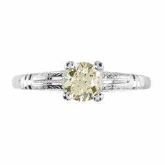 GIA Certified .57 Carat Old European Diamond Art Deco Platinum Engagement Ring