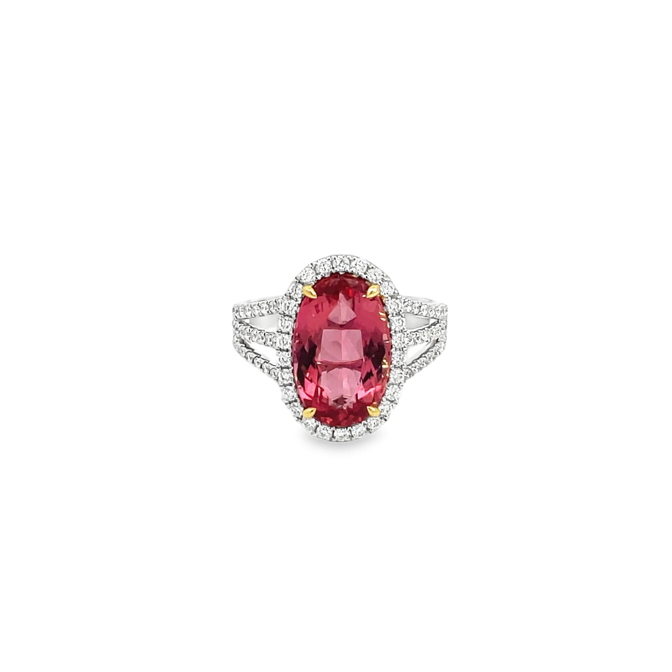 Oval Cut GIA Certified 5.70 Carat Oval Imperial Topaz and Diamond White Gold Ring For Sale