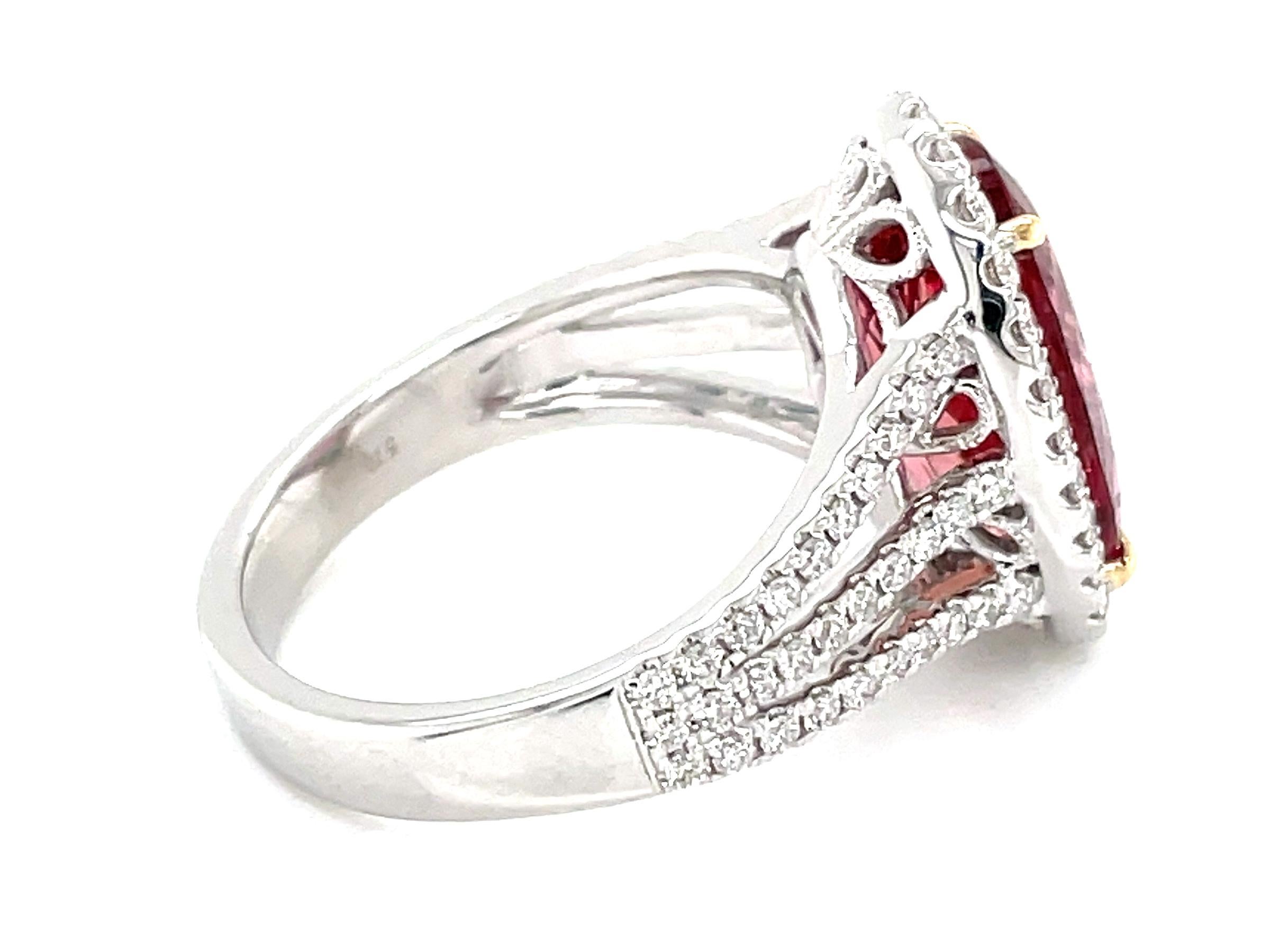 GIA Certified 5.70 Carat Oval Imperial Topaz and Diamond White Gold Ring For Sale 3