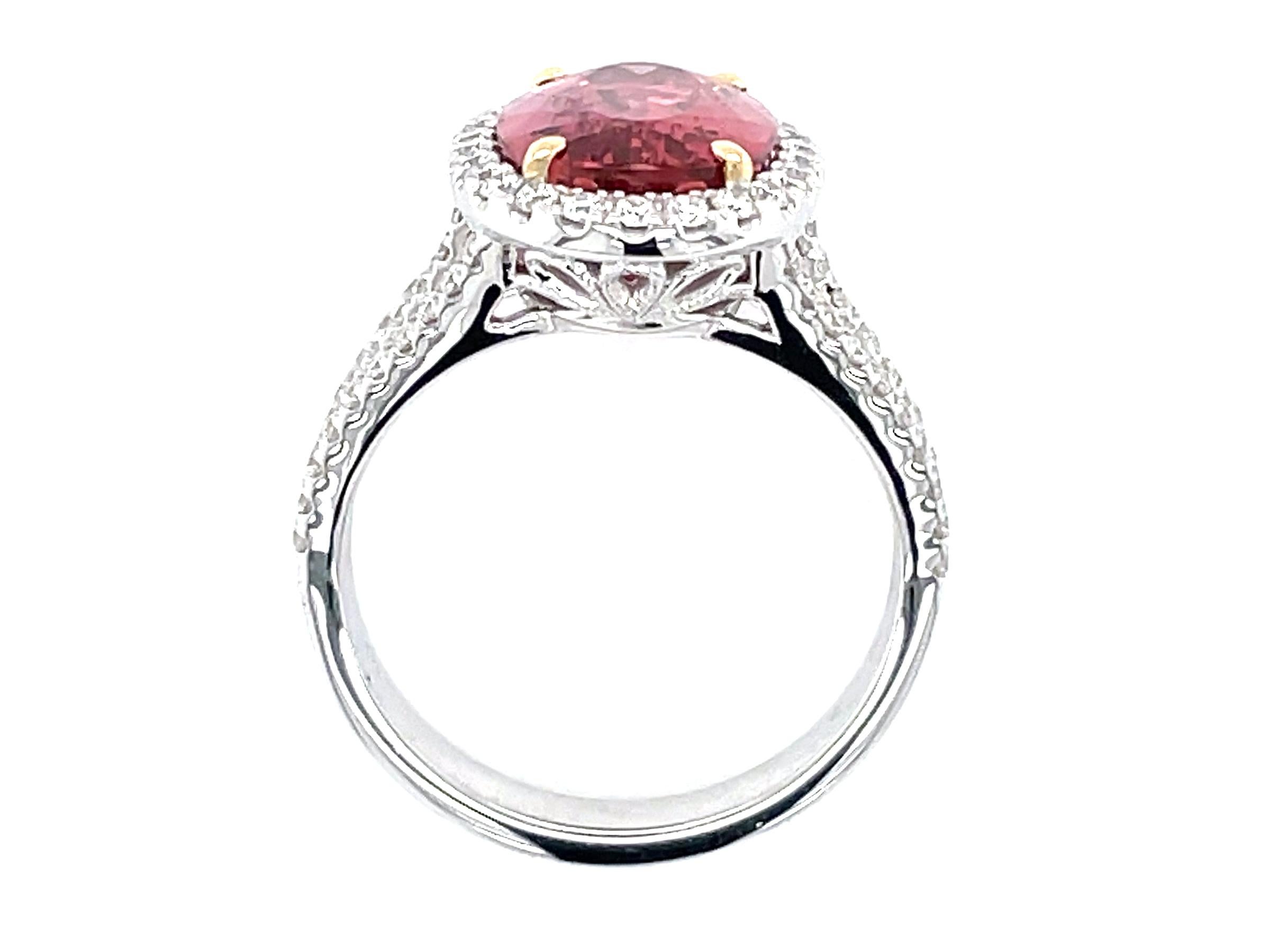 GIA Certified 5.70 Carat Oval Imperial Topaz and Diamond White Gold Ring For Sale 4