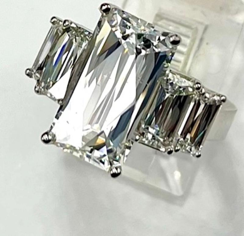 Contemporary GIA Certified 5.70Ct E-SI1 Tycoon Cut Diamond Ring For Sale