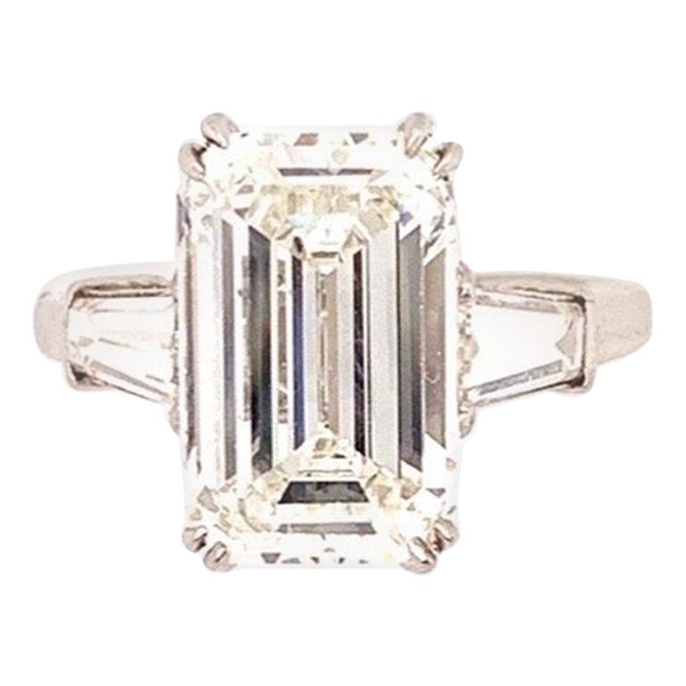 GIA Certified 5.72 Carat Emerald Cut Diamond Ring
