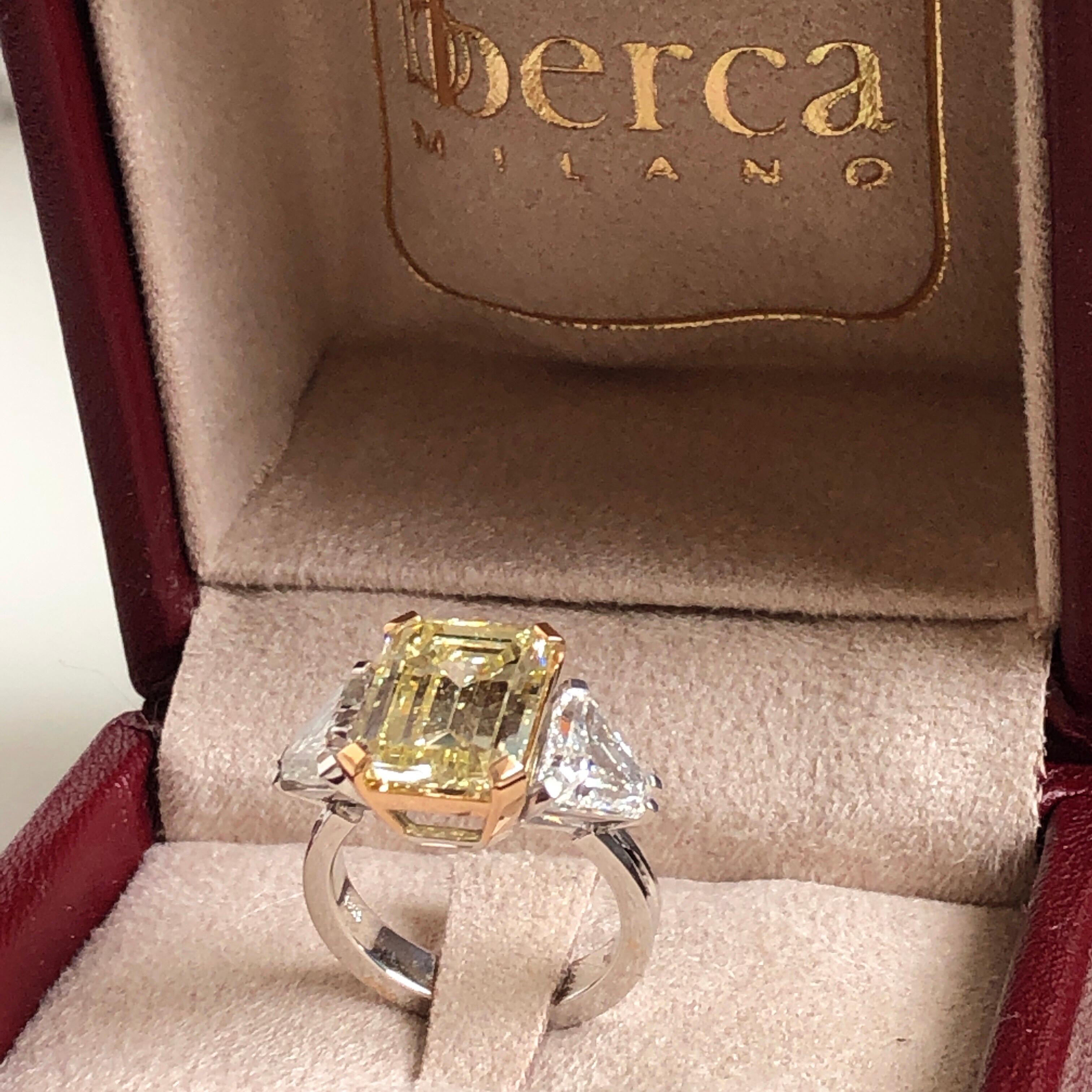 Bague Berca certifiée GIA, 5,73k diamant jaune clair 2,3k diamant blanc en vente 7