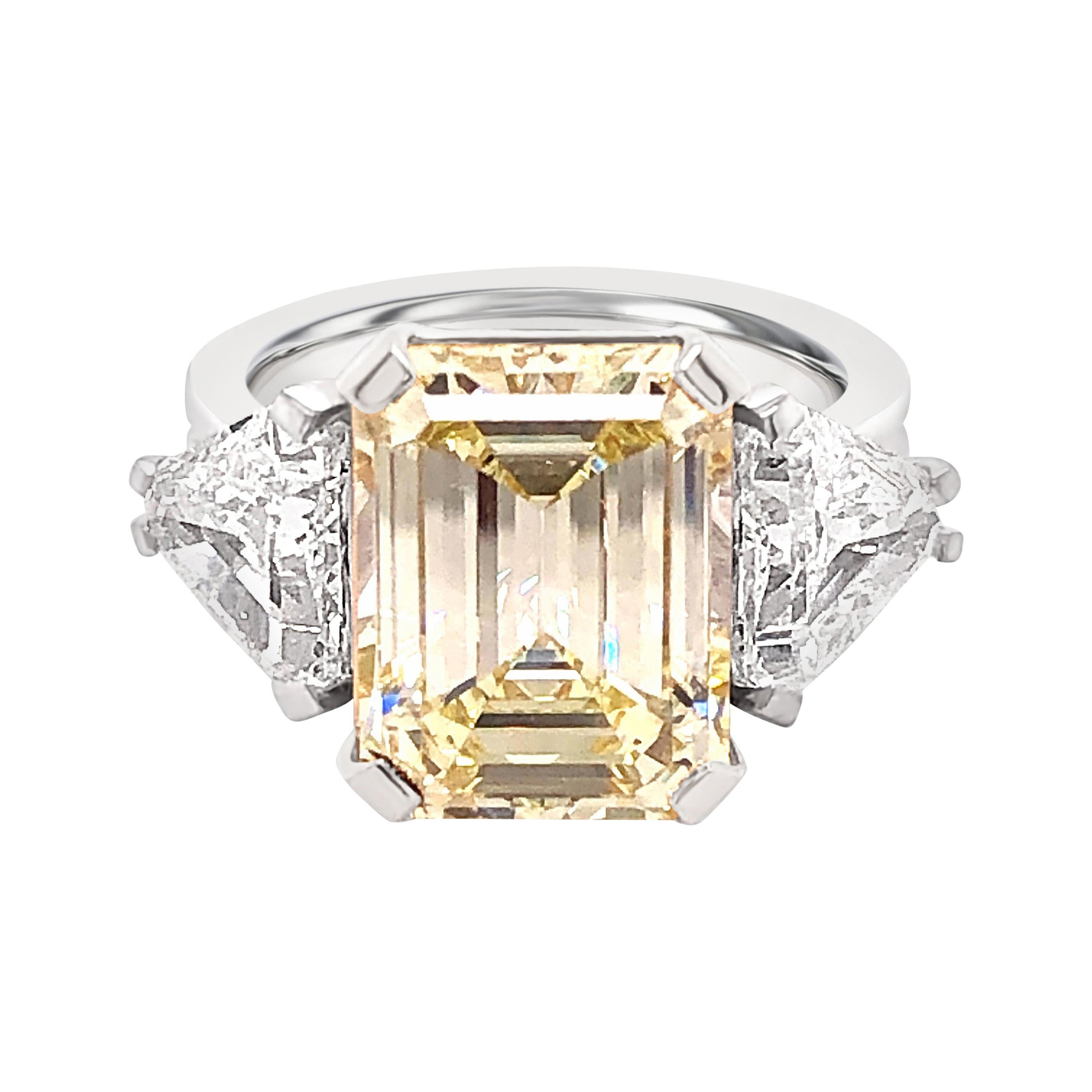 Bague Berca certifiée GIA, 5,73k diamant jaune clair 2,3k diamant blanc