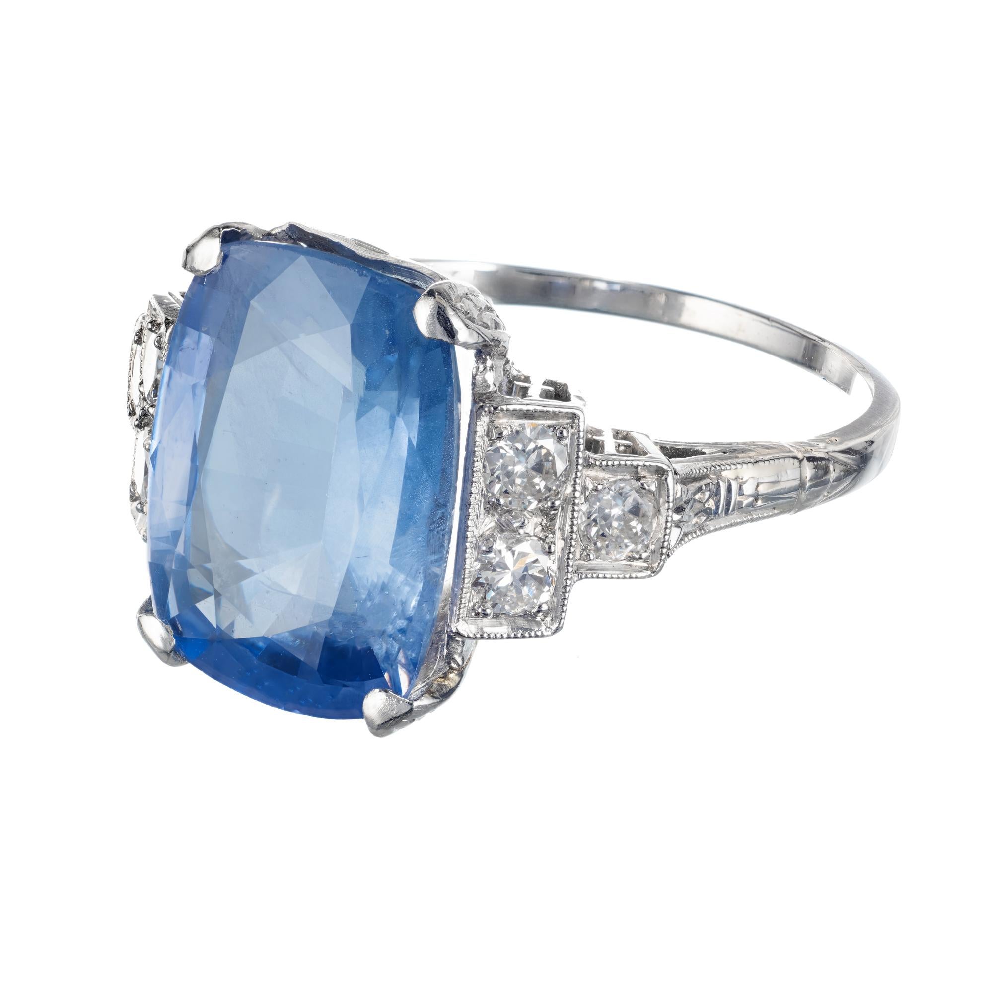 Cushion Cut GIA Certified 5.74 Carat Sapphire Diamond Platinum Engagement Ring For Sale