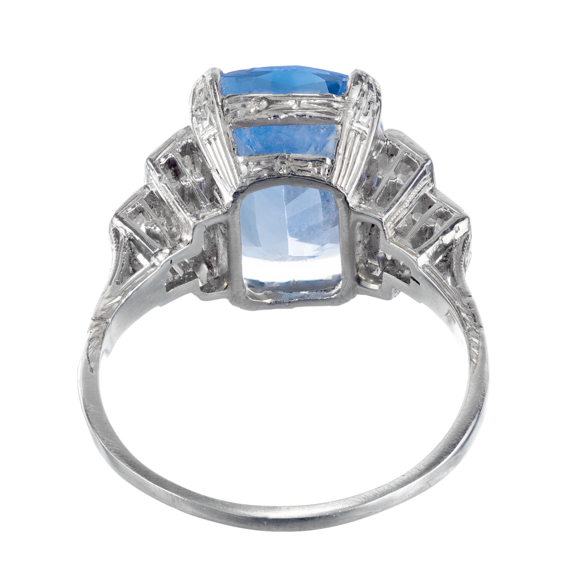 GIA Certified 5.74 Carat Sapphire Diamond Platinum Engagement Ring In Excellent Condition For Sale In Stamford, CT