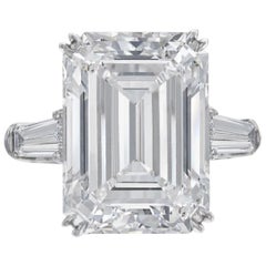 GIA Certified 4.50 Carat Emerald Cut Diamond Platinum Ring 