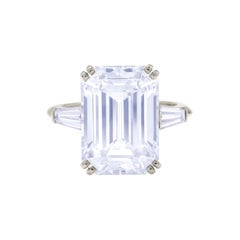 GIA Certified 5 Carat Emerald Cut Diamond Platinum Ring