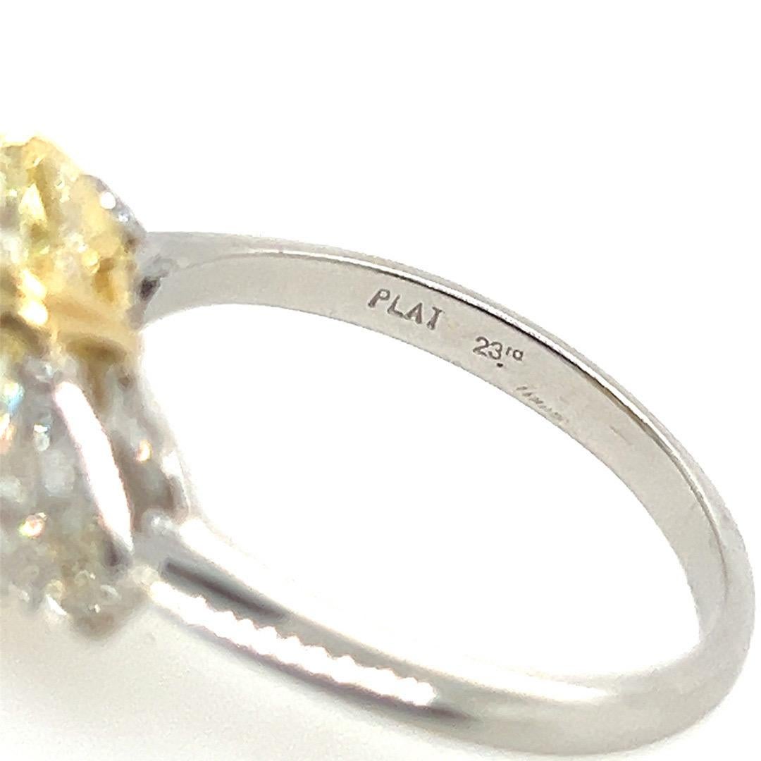 Radiant Cut GIA Certified 5.75 Carat Fancy Light Yellow Natural Diamond Plat Engagement Ring For Sale