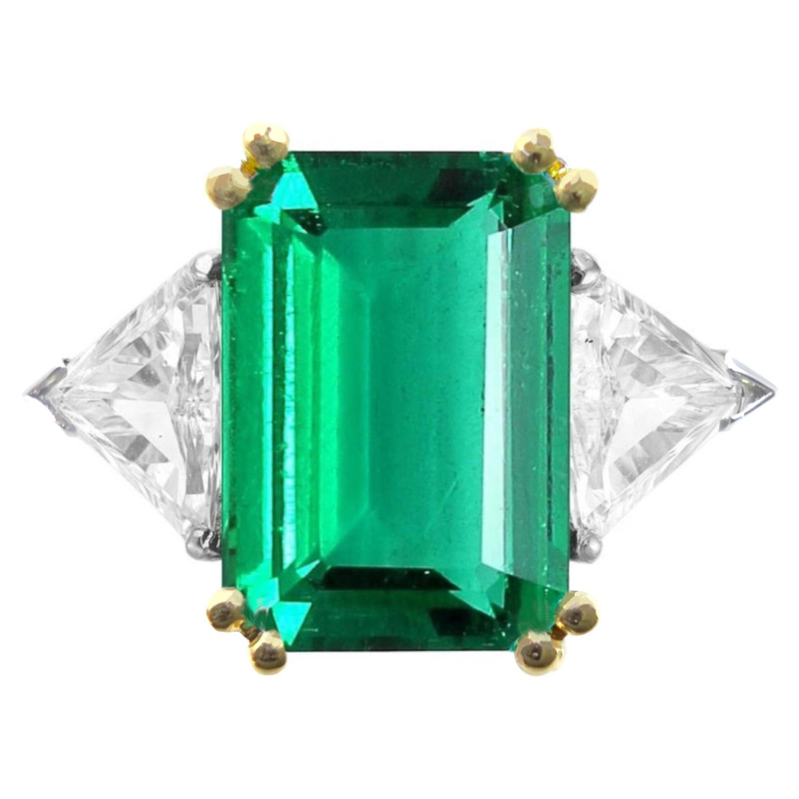 GIA Certified 5.75 Carat Investment Grade Emerald Diamond Ring For Sale