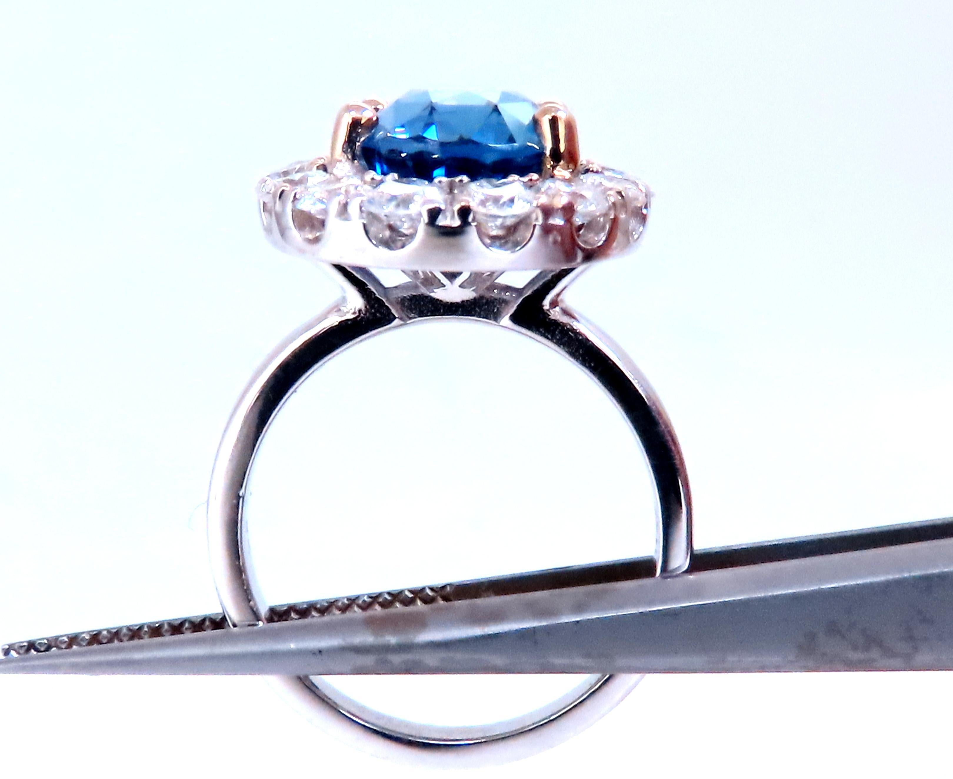 GIA Certified 5.75ct Natural No Heat Sapphire Diamonds Cluster Ring 18Kt 74554 In New Condition For Sale In New York, NY