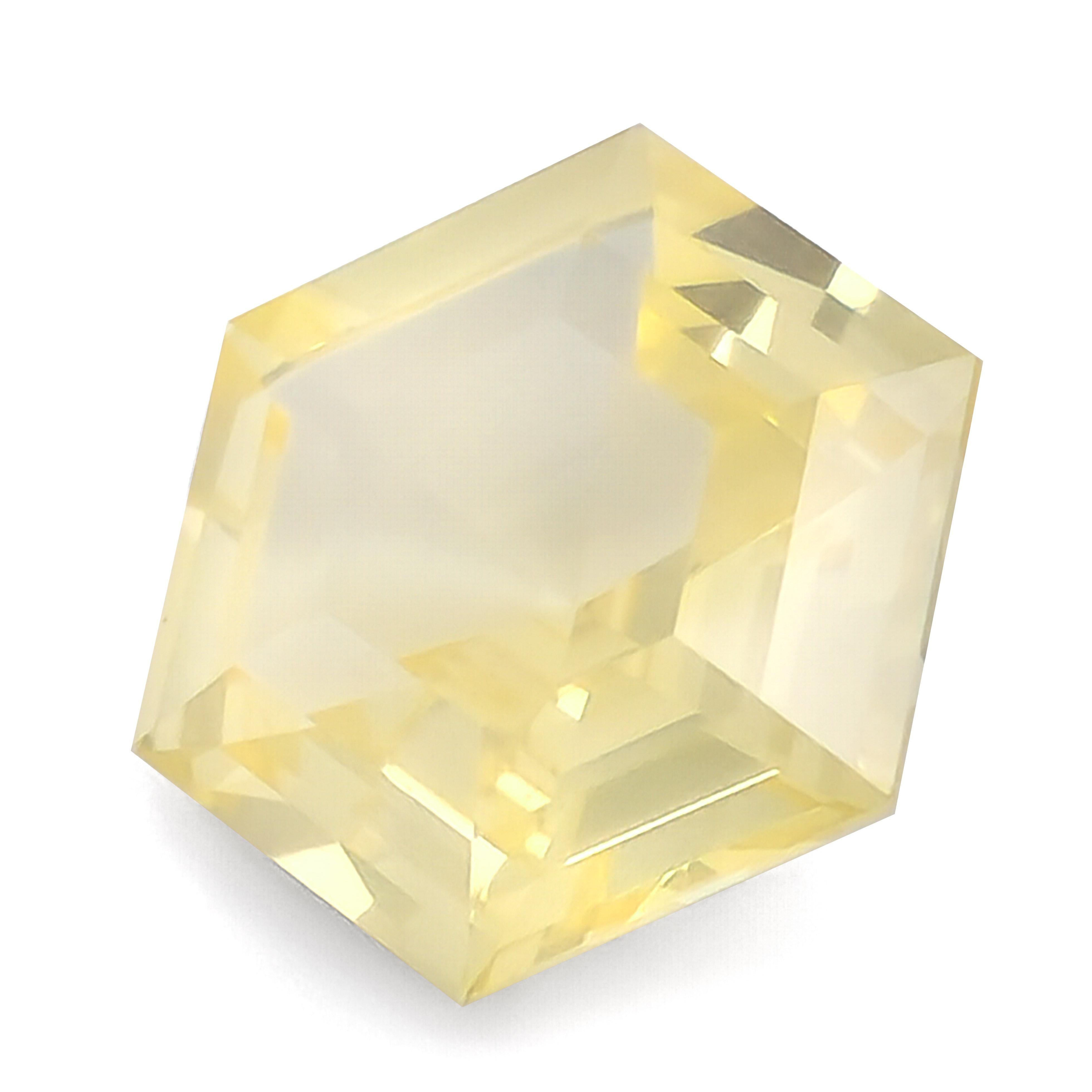 Hexagon Cut GIA Certified 5.76 Carats Heated Hexagonal Yellow Sapphire For Sale