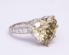 GIA Certified 5.77 Carat Heart-Shaped Diamond and Platinum Ring