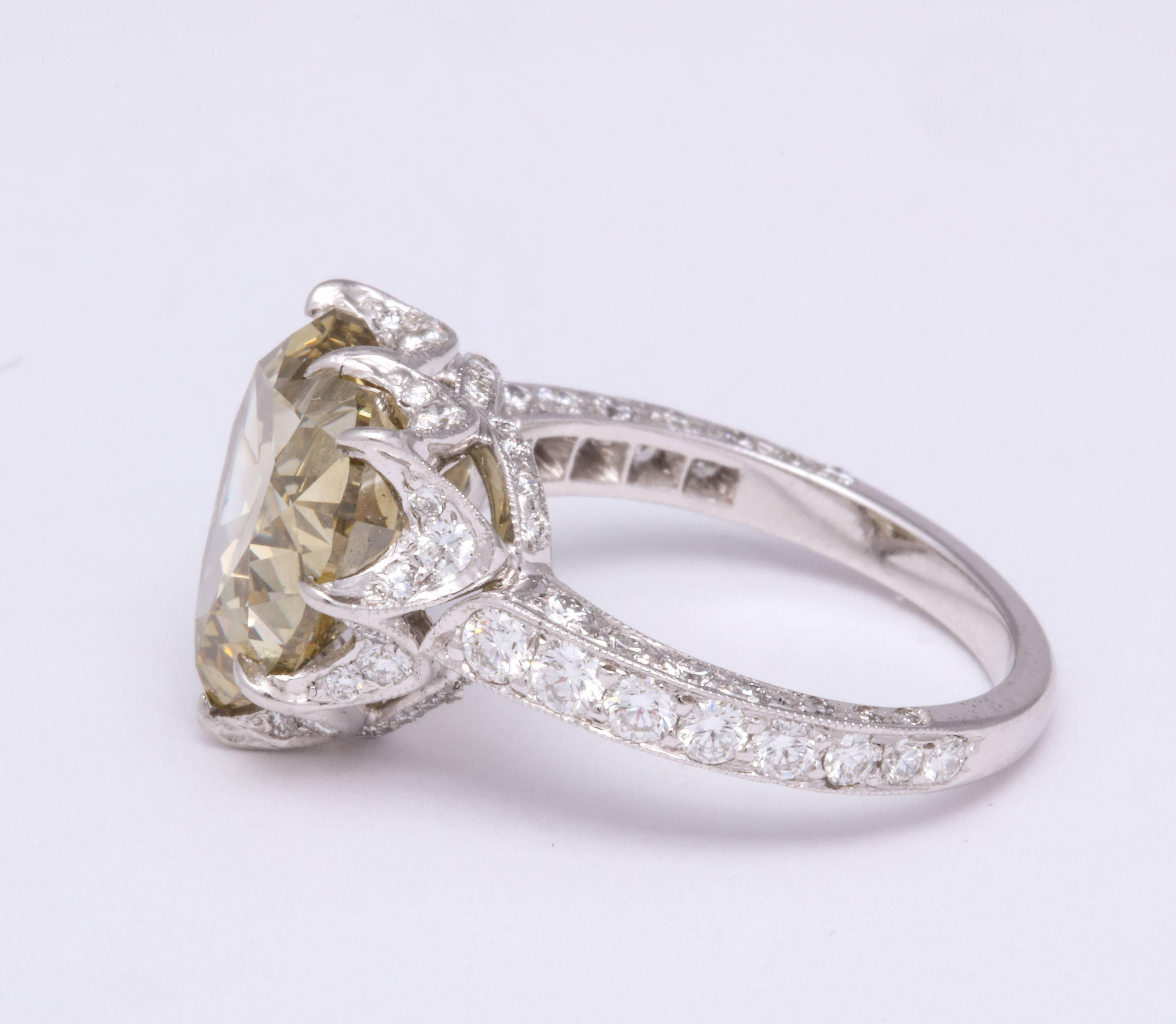 GIA Certified 5.77 Carat Heart-Shaped Diamond and Platinum Ring In New Condition For Sale In New York, NY