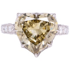 GIA Certified 5.77 Carat Heart-Shaped Diamond and Platinum Ring